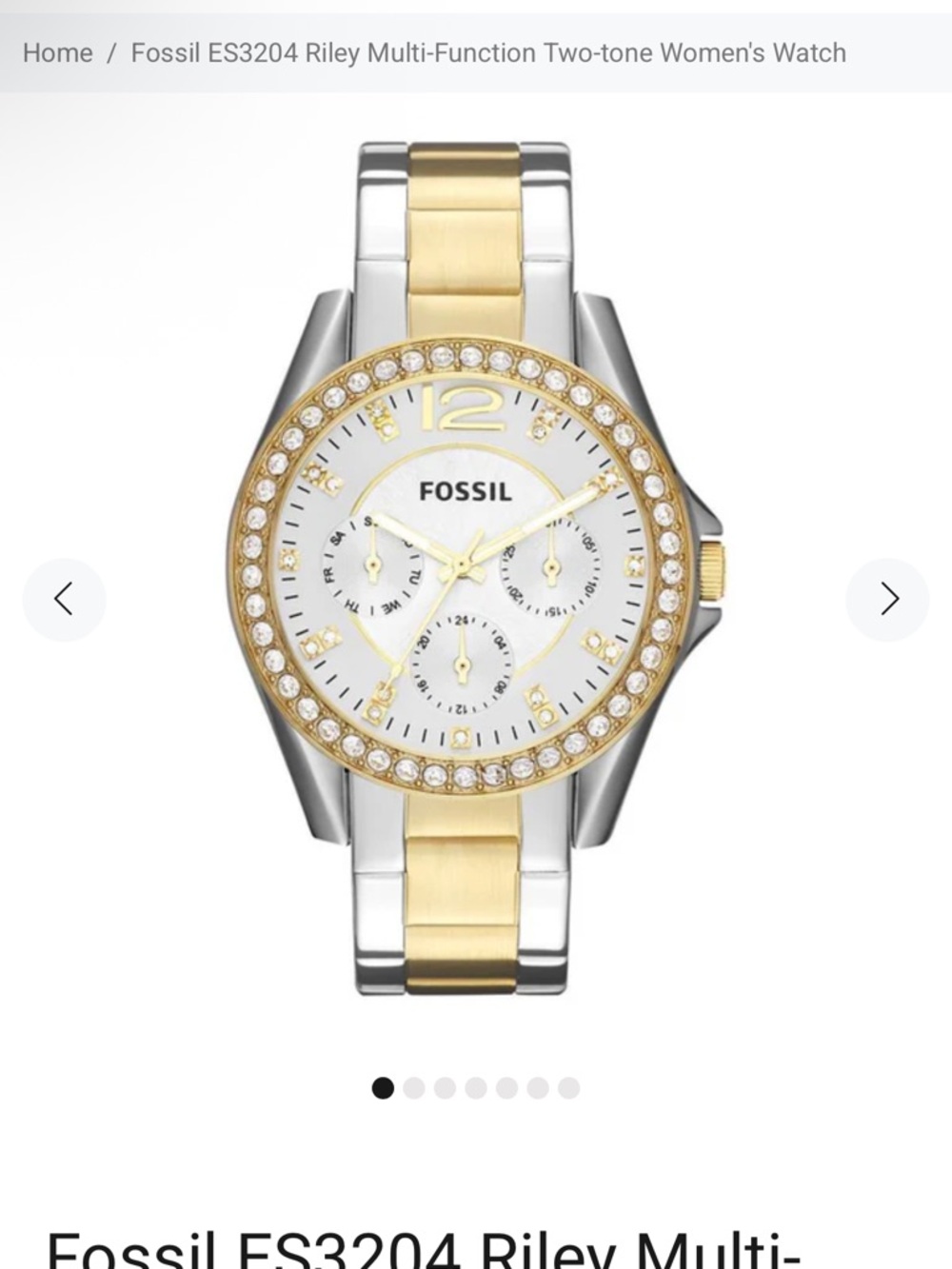 Fossil Two-Tone Gold and Silver Crystal Bezel Women's Watch